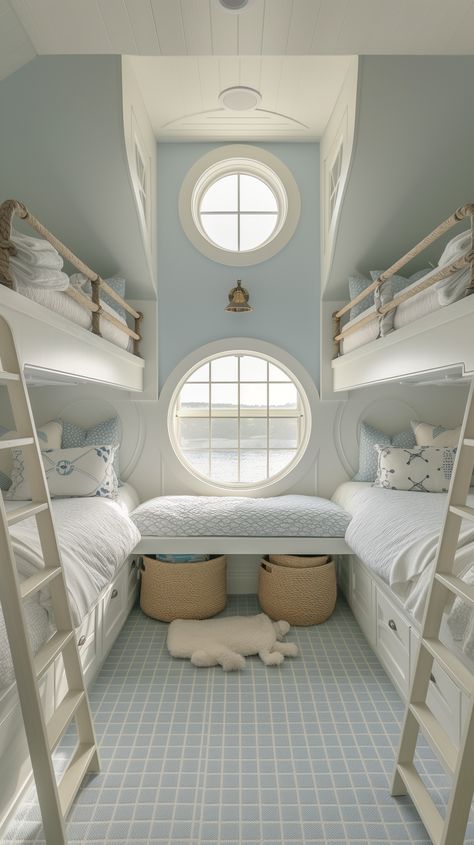 Coastal Bunk Room, Backyard Deck Ideas, Bunk Room Ideas, Costal Bedroom, Beach House Room, Beach House Bedroom, Bunk Rooms, Dream Beach Houses, Dream Life House