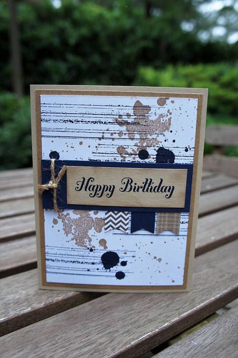 Gorgeous Grunge Masculine Happy Birthday Card - Banner Punch Stampin Up ... Birthday Card Ideas For Men, Stampin Up Happy Birthday, 21st Birthday Cards, Nautical Cards, Masculine Birthday Cards, Birthday Cards For Boys, Bday Cards, Boy Cards, Birthday Cards For Men