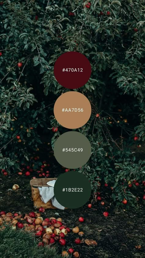 Apple Green Colour Palette, Green Fall Palette, Dark Botanical Color Palette, Dark Green And Gold Colour Palette, Fall Wedding Colors Dark Green, Red Green Gold Color Palette, Wine Green Aesthetic, Wedding Decorations Dark Green, Colour Palette With Dark Green