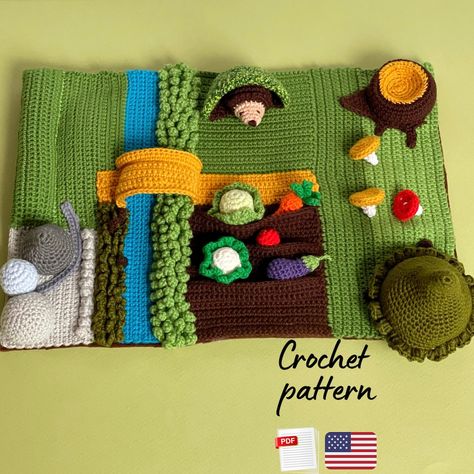 Crochet Patterns for Dementia Fiddle Mats Crochet Landscape, Crochet Play Mat, Crochet Forest, Half Double Crochet Decrease, Double Crochet Decrease, Baby Sensory Toys, Toys Ideas, Crocheted Toys, Crochet Decrease