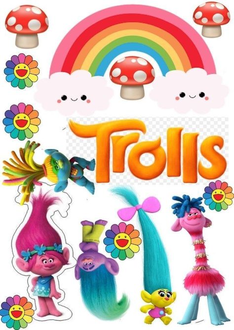 Trolls Cake Topper Printable, Trolls Cake Ideas, Trolls Cake Topper, Trolls Birthday Party Cake, Trolls Birthday Party Ideas, Happy Birthday Friend Funny, Trolls Birthday Cake, Trolls Cake, Troll Costume