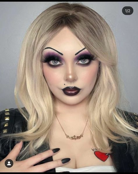 Bride Of Chucky Makeup, Chucky Makeup, Tiffany Bride Of Chucky, Tiffany Chucky Bride, Tiffany Costume, Bride Of Chucky Costume, Tiffany Bride, Chucky Costume, Ombre Blond