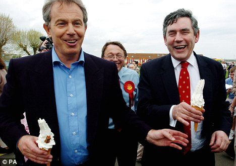 Tony Blair and Gordon Brown on the campaign trail in 2005 Madeleine Mccann, Gordon Brown, Tony Blair, British Prime Ministers, Middle Class, Labour, Dream Team, Old Photos, Ice Cream