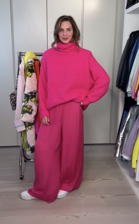 Trinny Woodall, Pink Outfit, Neck Dress, High Neck Dress, High Neck, Dresses With Sleeves, Long Sleeve Dress, Long Sleeve, Pink