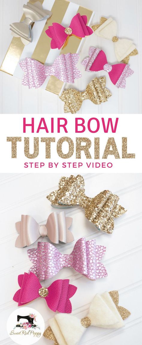 3 Layer Girls Chunky French Bow DIY & Tutorial #crafty #hairbow Cricut Bows, Sweet Red Poppy, Sewing Tutorials For Beginners, Make Hair Bows, Tote Bag Pattern Free, Bow Diy, Hair Bow Tutorial, Bow Ideas, Bows Diy