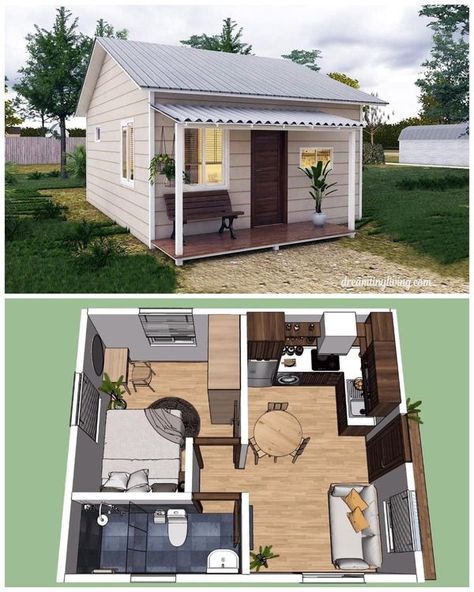 Tiny house 1 Person Tiny House, In Law Tiny House, Tiny Home Backyard Ideas, Backyard Casita Tiny House, Backyard Rental House Ideas, Backyard Suite, Tiny House Ideas Interior, Adu Homes, 200 Sq Ft Tiny House