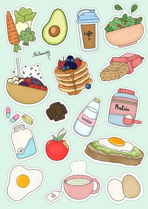 Cute Stickers For Digital Planner, Sticker Food Design, Digital Stickers For Planner, Cute Fitness Wallpaper, Sticker For Printing, Cute Sticker For Journal, Sticker Planner Ideas, A4 Sticker Sheet Printable, This Or That Printable