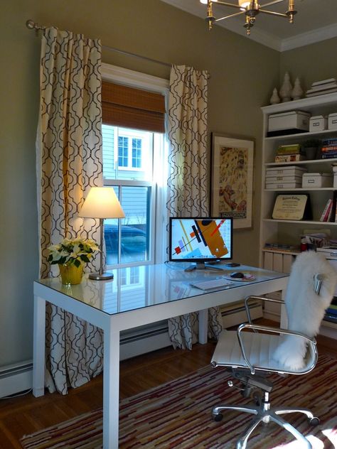 Desk In Front Of Window, Window Desk, Contemporary Home Office, Bedroom Desk, Desk Design, A Desk, Home Office Design, Home Office Desks, Home Office Decor