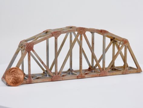 Warren Truss Bridge in Z Scale by stevemedwin - Thingiverse Warren Truss, Truss Bridge, Bridge Art, River Bridge, Model Railroad, Oklahoma, Art Sketches, Mood Board, Decorative Tray