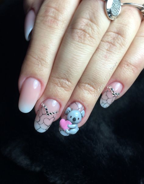 Koala Nails, Nail And String Art, Nails For Kids, Art Nails, Coffin Nails Designs, Gel Nail Art, Nails Designs, Koala Bear, String Art