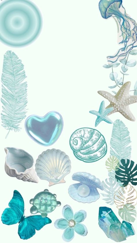 Aesthetic collage cyan turquoise Turquoise Background Aesthetic, Cyan Wallpaper Aesthetic, Turquoise Stickers, Cyan Wallpaper, Bow Wallpaper Iphone, Beach Collage, Turquoise Aesthetic, Bow Wallpaper, Stickers Aesthetic