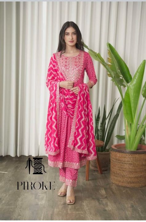 New Design For Marriage function & Festivals special 😍 3 colors Best Quality always 👗 Beautiful Rayon Fabric zigzag Printed Straight Kurti Naira Cut With Pant And Printed Dupatta 3pis set 💃💃 ⭐️ 5 Size: *M/38, L/40, XL/42, XXL/44, 3XL/46 ⭐️Fabric: Rayon 14kg ⭐️ Product: Kurti + Pant + Dupatta ⭐️Work: Heavy sequence Dori Embroidery with mirror and Heavy Lace work all over kurti ⭐️Type: Fully stitched Nyra Cut Suits, Nyra Cut, Bano Qudsia, Straight Salwar, Trendy Kurti, Pakistani Women, Special Gifts For Her, Kurtis With Pants, Suit Design