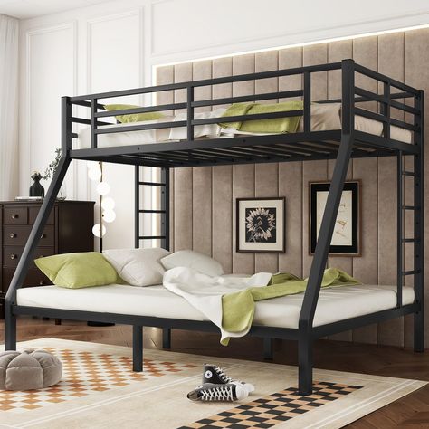 PRICES MAY VARY. 🥇🥇【Twin XL over Queen Bunk Bed: Space Saving】This twin XL over queen bunk bed is the ideal space saver and the perfect addition. This adults bunk bed combines 2 beds in one, a real space saver and creates extra study and play space in your room. This twin XL over queen bunk bed has a spacious 9.4" high storage space at the bottom, such as convenient storage. This feature of twin XL over queen bunk bed is perfect for small bedrooms or shared spaces. 🥇🥇【Twin XL over Queen Bunk Loft Bed With Queen Underneath, Bunk Bed For Adults, Bunk Beds For Adults, Bunk Beds Twin, Queen Bunk Bed, Bunk Bed Twin, Queen Size Bunk Beds, Beds Twin, Bunk Bed Ladder