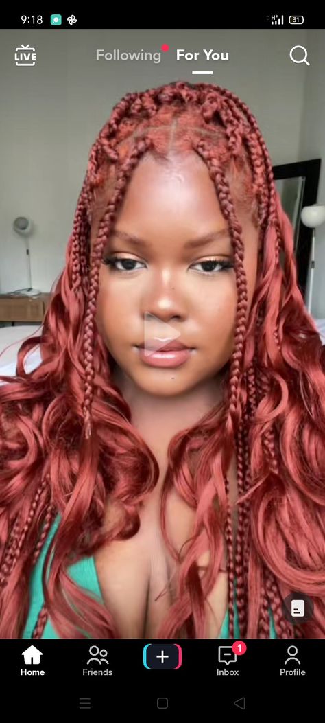 Red French Curl Braids, Braids French, French Curl Braids, Curl Braids, French Curls, Hair Fair, Cute Box Braids, French Curl, Cute Box Braids Hairstyles