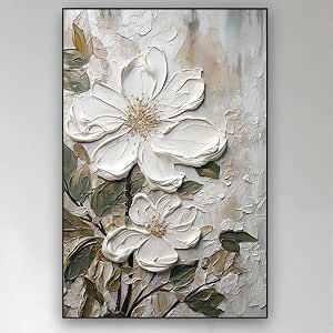 White Texture Picture White and Green Flower Wall Art Green Flower Artwork White Flower Texture Painting White Floral Abstract Wall Art Floral Abstract Pictures White Flower Posters 16x24inch No Frame Flower Texture Painting, Green Flower Wall, Flower Posters, Relief Painting, Textured Paint, Wall Art Green, Flower Texture, Wall Art Floral, Abstract Pictures