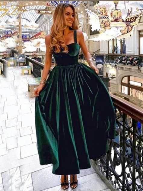 Dresses Elegant Short, Velvet Prom Dresses, Tea Length Prom Dress, Evening Midi Dress, Emerald Green Velvet, Prom Dresses Simple, Special Occasion Gowns, Velvet Prom Dress, Beach Wedding Dress Boho