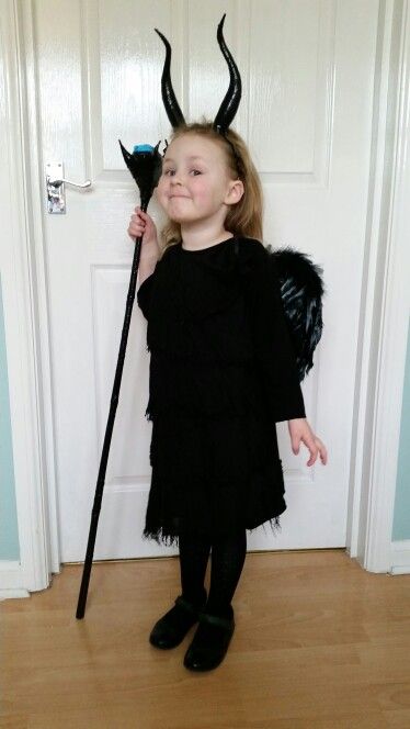 My Mini Maleficent in costume for World Book Day Child Maleficent Costume Homemade Maleficent Costume, Young Maleficent Costume, World Book Day Characters, Maleficent Costume Diy Horns, Maleficent Costume Kids, Historically Accurate Maleficent, Maleficent Costume, World Book Day Costumes, Book Day Costumes