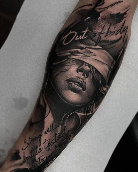 Portrait Tattoo Sleeve, Shen Long Tattoo, Justice Tattoo, Face Tattoos For Women, Chicano Tattoos Sleeve, Realistic Tattoo Sleeve, Men Tattoos Arm Sleeve, Forarm Tattoos, Warrior Tattoos