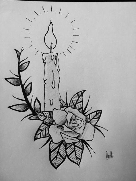 Candle Tattoo, Tattoo Flowers, Tattoo Rose, Flowers Drawing, Flowers Tattoo, Art Collage Wall, Mandala Tattoo, Tattoo Models, Old School Tattoo