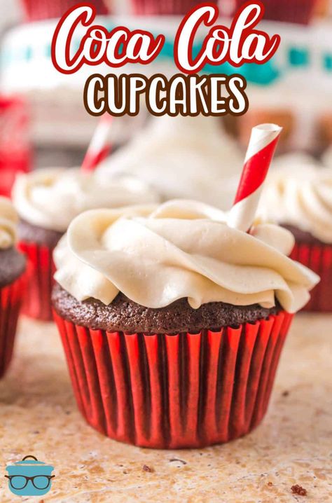 Coca Cola Cupcakes, Cola Cupcakes, Country Cupcakes, Coke Cupcakes, Coca Cola Recipes, Cola Recipe, Homemade Cupcake Recipes, Cooks Country, Coca Cola Cake