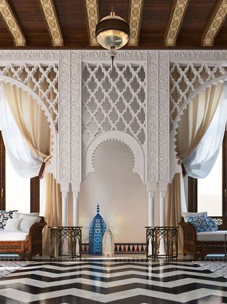 7 ways to enhance Exotic Moroccan-Inspired Design | SA Décor & Design Morrocon Interiors, Andalusian Interior Design, Arabic Interior, Moroccan Wall Decor, Islamic Interior, Arabic Interior Design, Moroccan Interior Design, Mosaic Bathroom Tile, Arabic Decor