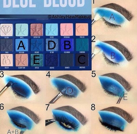 Ashley Haw|The Pictorial Queen on Instagram: “Would you wear blue eyeshadow?! I’m obsessed w/ it🥺 ————————————————————— 𝓔𝔂𝓮𝓼𝓱𝓪𝓭𝓸𝔀  @jeffreestarcosmetics Blue Blood Palette  𝓑𝓻𝓸𝔀𝓼…” Blue Eyeshadow Tutorial, Blood Makeup, Blue Eyeshadow Makeup, Blue Eyeshadow Looks, Blue Makeup Looks, Drag Make-up, Makeup Pictorial, Makeup Tutorial Eyeshadow, Make Up Videos