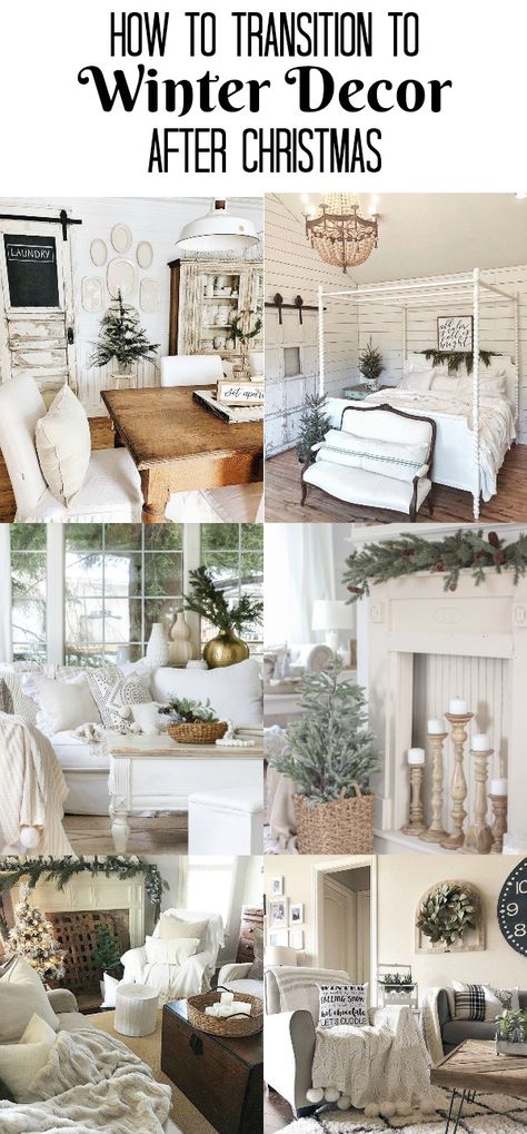 How to Transition from Christmas to Winter Decor - Beauty For Ashes Winter Decor After Christmas, White Winter Decor, After Christmas Winter Decor, After Christmas Decor, Decor After Christmas, January Decor, Farmhouse Winter Decor, Rustic Winter Decor, Wood And White