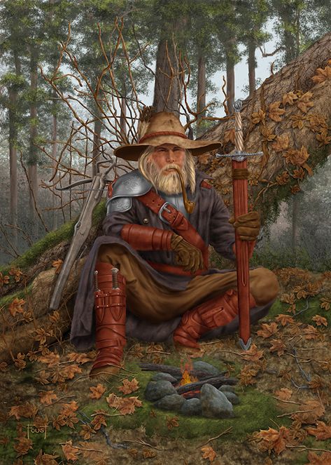 Old Adventurer, Mitch Foust, Old Hunter, Forest Wanderer, Medium Armor, Fantasy Adventurer, The Huntsman, Dungeons And Dragons Characters, Wow Art