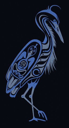 Blue Heron tattoo idea? :) Blue Heron Tattoo, Blue Bird Tattoo, Haida Eagle, Bird Tattoo Ideas, Canadian Aboriginal Art, Fish Diet, Heron Tattoo, Bluebird Tattoo, Dad Tattoo