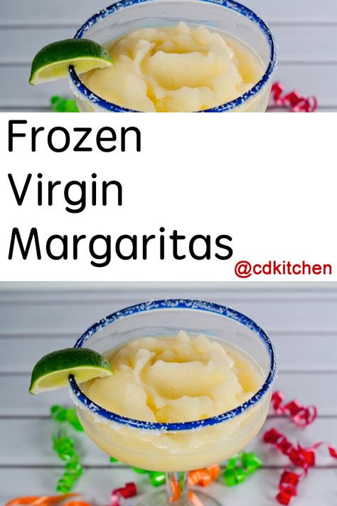 Want to celebrate but don't want to imbibe? Try this non-alcoholic margarita recipe that tastes like the real deal (without the hangover)  | CDKitchen.com Frozen Limeade Margarita, Virgin Margaritas, Margarita Mocktail Recipe, Limeade Margarita, Non Alcoholic Margarita, Margarita Mocktail, Virgin Margarita, Frozen Limeade, Virgin Drinks