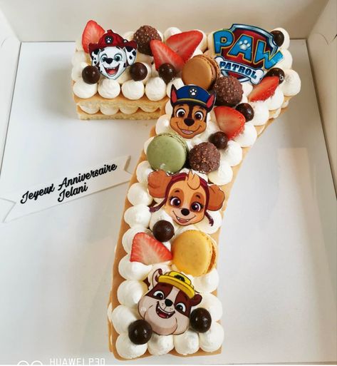 Paw Patrol Square Cake, Number 3 Paw Patrol Cake, Paw Patrol Number Cake, Number 4 Cake, Sweetie Cake, Theme Snack, Kids Party Snacks, Number Birthday Cakes, Alphabet Cake