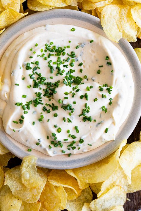 Easy Sour Cream and Onion Dip - Simply Delicious Homemade Sour Cream And Onion Dip, Sourcream Dips Easy, Easy Sour Cream Dip, Sour Cream And Onion Dip Recipe, Sour Cream Chip Dip, Sour Cream And Onion Dip, Sour Cream Chips, Make Sour Cream, Onion Dip Recipe