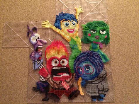 Inside Out Perler Beads Perler Bead Disney Characters, Inside Out 2 Perler Bead Patterns, Inside Out 2 Perler Beads, Inside Out Perler Beads, Inside Out Perler Bead Patterns, Movie Perler Beads, Perleplader Ideas Disney, Disney Hama Beads Pattern, Disney Perler Bead Patterns