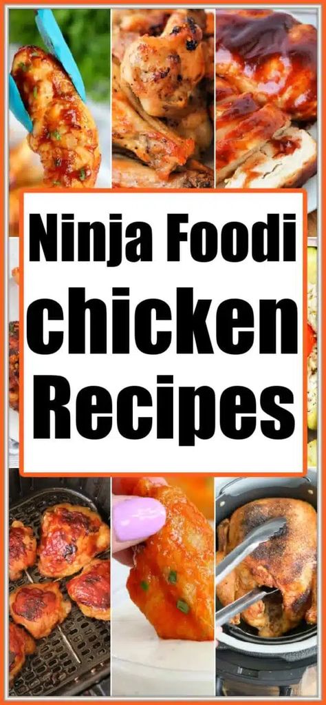 Ninja Foodi chicken recipes are here!! From frozen to fresh, using your pressure cooker or air fryer function there are lots of dinner ideas to choose from. #ninjafoodi #ninjafoodirecipes #pressurecooker #chicken Ninja Foodi 12 In 1 Recipes, Ninja Foodi 8 In 1 Recipes, Ninja Chicken Recipes, Ninja Pressure Cooker Recipes, Ninja Multicooker Recipes, Ninja Possible Cooker Recipes, Ninja Foodi Chicken Recipes, Ninja Foodi Possible Cooker, Ninja Foodi Recipes