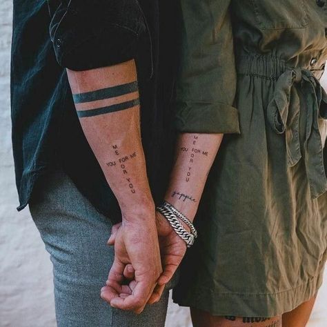 Partner Tattoos, Best Couple Tattoos, Cute Couple Tattoos, Couple Tattoos Unique, Couples Tattoo Designs, Wrist Tattoos For Guys, Couple Tattoo, Matching Couple Tattoos, Arm Band Tattoo