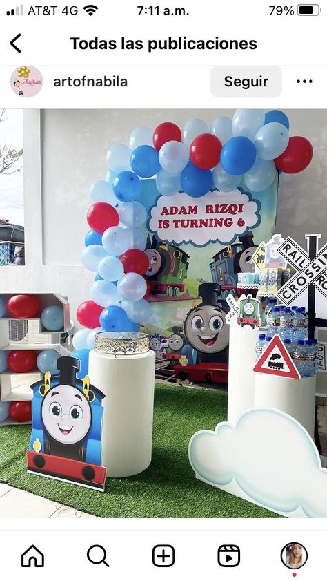 Train Birthday Party Decorations, Train Theme Party, Thomas Birthday Parties, Thomas The Train Birthday Party, Thomas Birthday, Thomas Train, Happy Birthday Decor, Spiderman Theme, Train Theme