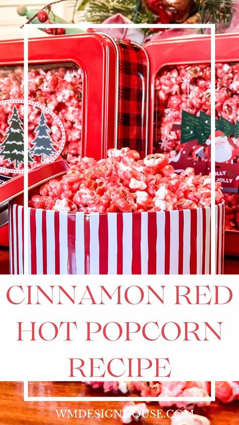 Cinnamon Popcorn Recipes, Popcorn Christmas Gifts, Popcorn Balls Recipe Easy, Christmas Popcorn Recipes, Cinnamon Sugar Popcorn, Cinnamon Hard Candy, Cookie Mix Jar, Cinnamon Popcorn, Popcorn Balls Recipe