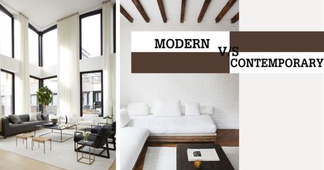 Difference between modern and contemporary interior design Contemporary Vs Modern Interior Design, Modern Vs Contemporary Design, Contemporary Modern Interior, Contemporary Vs Modern, Modern Contemporary Interior Design, Architecture Structure, Interior Design History, Design Catalog, Interior Design Contemporary