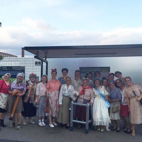 Sisters fancy dress granny hen do bus stop Hen Party Fancy Dress Ideas, Old Lady Bachelorette Party, Granny Fancy Dress, Hen Party Fancy Dress, Old Lady Dress, Popcorn Wedding Favors, Fancy Dress Ideas, Popcorn Wedding, Lady Hat