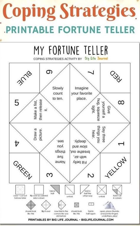 Printable Fortune Teller, Emotional Intelligence Activities, Play Therapy Activities, Play Therapy Techniques, Counseling Kids, Activities For Teens, Mindfulness For Kids, Art Therapy Activities, Life Journal