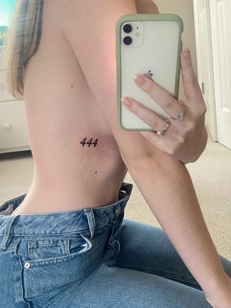 444 Tattoo Rib Cage, Simple Ribcage Tattoo, 777 Rib Tattoo, 444 Rib Tattoo, 444 Tattoo Placement, Upper Rib Tattoo, Small Tattoos Ribcage, Simple Rib Tattoo, Ribcage Tattoo Ideas