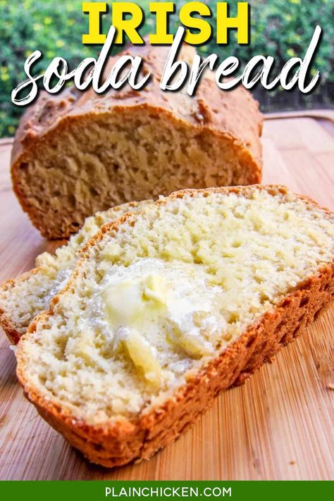 Irish Soda Bread - an easy no-yeast bread with only 4 simple ingredients! Flour, salt, baking soda, and buttermilk. Ready to eat in under an hour! Eclair Cake Recipes, Irish Bread, Chocolate Eclair Cake, No Yeast Bread, Irish Food, Cupcakes With Cream Cheese Frosting, Breaking Bread, Making Bread, Yeast Breads