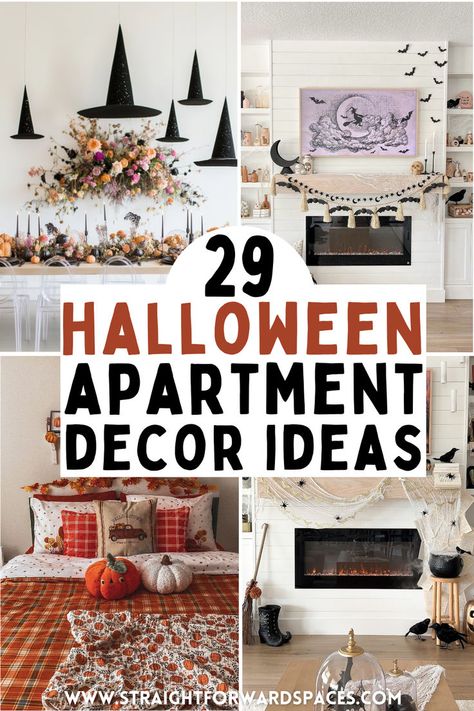 halloween apartment decor ideas with spooky accents and cozy decor perfect for small spaces. Apartment Halloween Decor, Halloween Apartment, Apartment Therapy Inspired Decor, Simple Halloween Decor, Apartment Halloween, Festive Halloween Decor, Halloween Decorations Apartment, Spooky Decorations, Halloween Decor Ideas