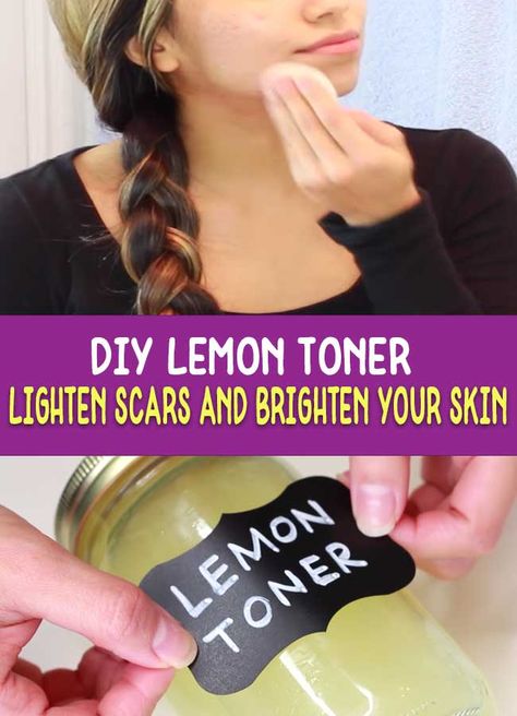 DIY Lemon Toner How To Use Lemon To Lighten Skin, Natural Face Brightener, Lemon Beauty Tips, Natural Skin Brightener, How To Brighten Skin Naturally, Lemon For Skin Care, Skin Brightener Diy, Natural Exfoliant For Face, Lemon Uses For Skin