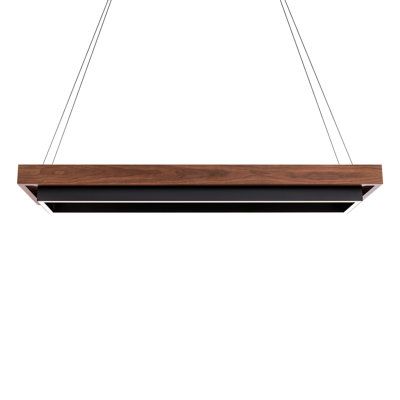 Run the table with generous up-and-down illumination from this billiard-inspired pendant. Oblong, black with dark walnut, and designed to win over family and guests alike. | Modern Forms Hustler 1 - Light Pool Table Lights Rectangle LED Pendant in Black / Brown / White | 5 H x 54 W x 14 D in | Wayfair Billard Lighting Ideas, Modern Pool Table Lighting, Pool Table Lighting Ideas, Modern Pool Table Lights, Pool Table Lights, Modern Pool Table, Light Pool, Golf Room, Billiards Room