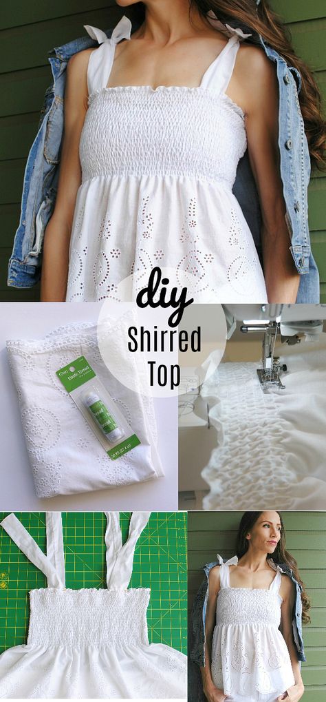 DIY: Guide to Shirring How To Make A Shirred Top, Diy Shirred Top, Sewing Pattern Summer Top, Emily Hobby, Diy Tops For Women Tutorials, How To Shirring Fabric, Shirred Top Pattern, Diy Summer Tops, Diy Trendy Clothes