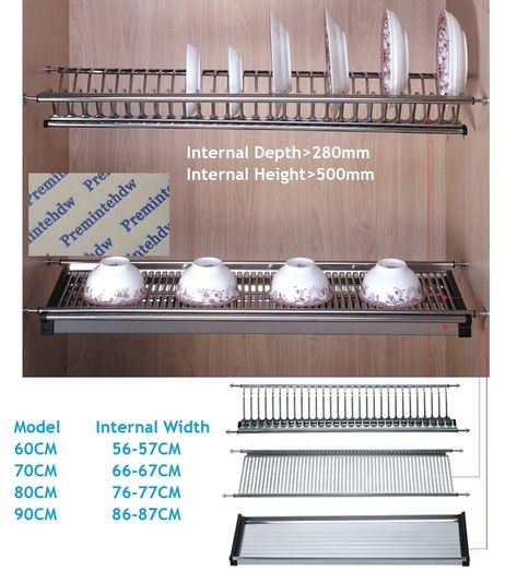 60CM 70CM 80CM 90CM Wall Kitchen Cabinet Cupboard Inside 2 tier Stainless Steel Plate Bowl Drying Rack Dinnerware Organizer|dryer plates|dryer kitchendryer rack - AliExpress Drying Cupboard, Discount Cabinets, Plate Organizer, Drying Rack Kitchen, Kitchen Fixture, Plate Storage, Wall Kitchen, Plate Racks, Living Room Design Decor