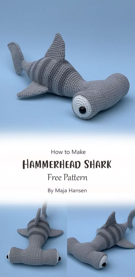 In this post, we will learn how to crochet a hammerhead shark amigurumi pattern. This pattern is designed by Maja Hansen and you can download it for free. Hammerhead Shark Amigurumi, Hammerhead Crochet Pattern, Crochet Shark Stuffed Animal, Crochet Shark Amigurumi, Hammerhead Shark Amigurumi Free Pattern, Amigurumi Free Pattern Shark, Aquatic Crochet Pattern, Mini Shark Crochet Pattern Free, Crochet Patterns Shark