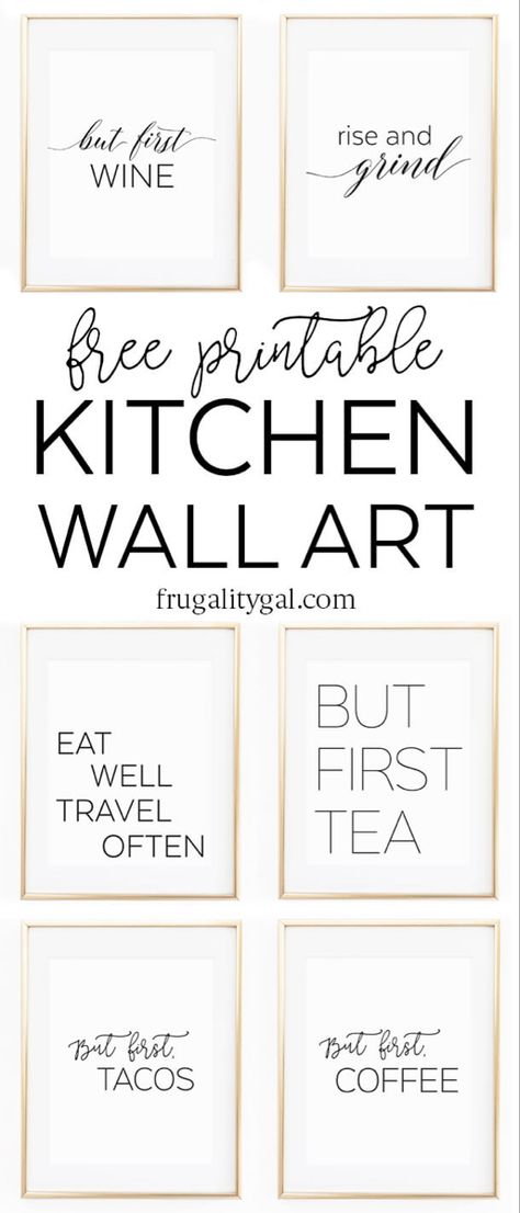 Free Gallery Wall Printables, Kitchen Printables Free, Galley Wall, Kitchen Printables, Kitchen Wall Art Printables, Gallery Wall Printables, Kitchen Gallery Wall, Kitchen Decor Apartment, Free Printable Wall Art