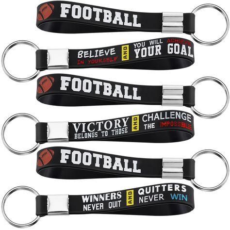 PRICES MAY VARY. Package contains: there are 36 pieces of football keychains with motivational quotes in 3 different styles, 12 pieces for each style, enough quantity for your daily use and replacement Soft material: these football key chains are made of quality silicone material, which is comfortable to wear, lightweight and proper size, easy to carry and store in your pocket, handbag and more Inspirational Design: the football theme keyrings are designed with motivational quotes, which can enh Saints Football Gifts For Him, Football Favors, Football Party Favors, Football Party Supplies, Athlete Gifts, Football Theme Party, Football Accessories, Football Theme, Football Themes